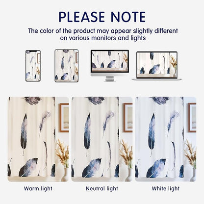 SUBRTEX Boho Leaf Printed Curtains 84 inch Long 2 Panels, Room Darkening - Image 7