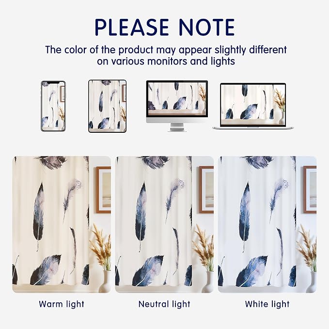 SUBRTEX Boho Leaf Printed Curtains 63 inch Long 2 Panels, Room Darkening - Image 7