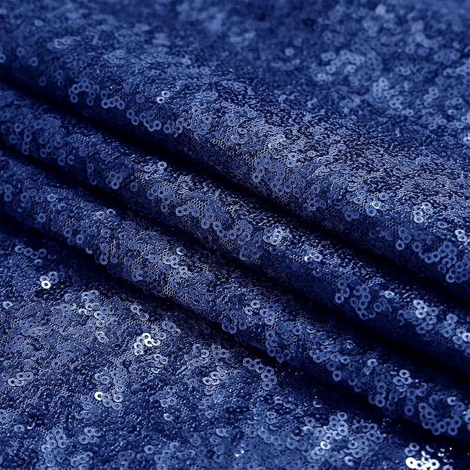 Sugargirl Navy Sequin Backdrop Curtain 4FTx8FT Glitter Navy Background Drapes - Image 9