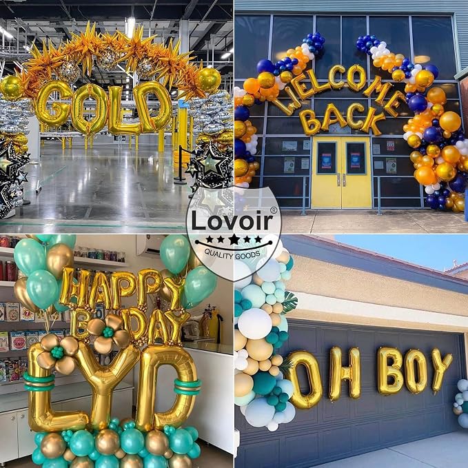 Lovoir 40 Inch Large Gold Letter W Balloons Big Size Jumbo Mylar Foil Helium - Image 4