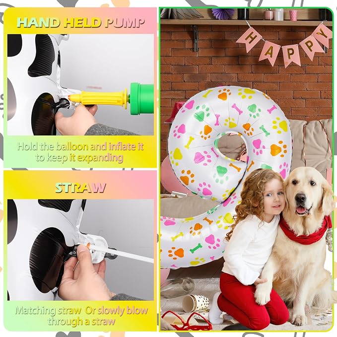 40 Inch Multi-color Dog Paw Birthday Balloons, Numeral 9 Birthday Balloons - Image 4