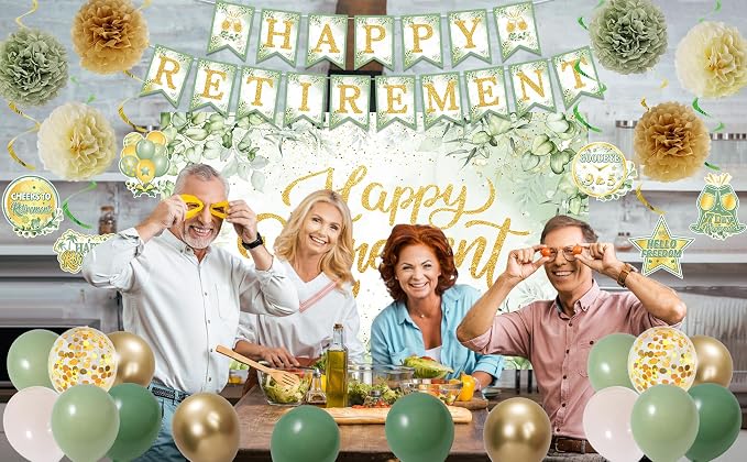 Holkcog Green Retirement Party Decorations Women Men, Hanging Swirls Cards - Image 8