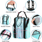 Cosmos Mesh Shower Caddy Toiletry Organizer Hanging Shower Tote Bag, Quick Dry Shower Organizer Portable Bath Bag with Durable Zippers & Side Pockets for Travel Gym Swimming Beach & Camp (Aqua Blue)