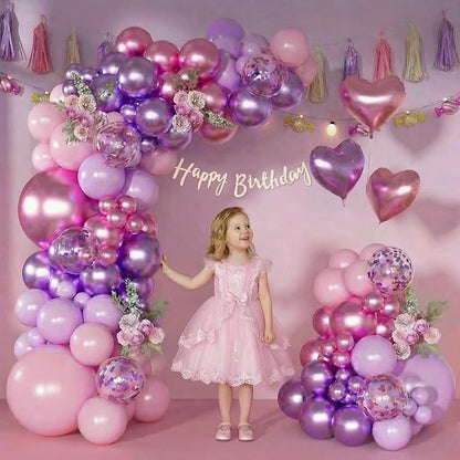 Pink Purple Balloon Garland Arch Kit, Metallic Purple Balloons | 126Pcs Rose - Image 4