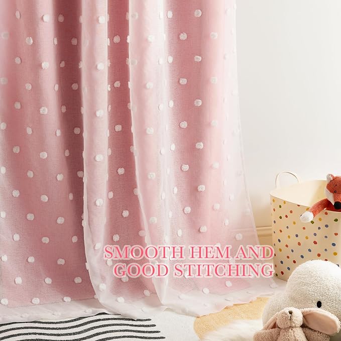 PONY DANCE Pink Curtains for Living Room 84 Inches Long, 52W x 84L, Double - Image 5