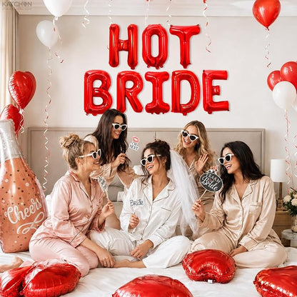 KatchOn Red Hot Bride Balloons For Red Bachelorette Party Decorations | Bride - Image 6