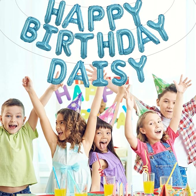 TONIFUL 65 Pcs 16 Inch Light Blue Happy Birthday Balloons and 2 Sets A-Z Foil - Image 5
