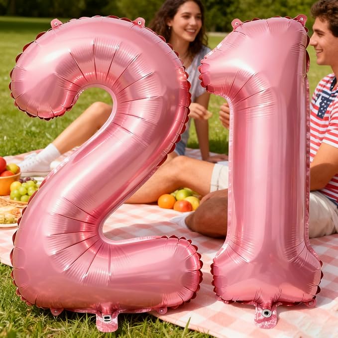 Pink Number 21 Balloons 40 Inch Giant Pink 20 Foil Mylar Balloons - Image 5