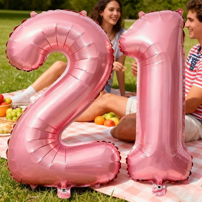 Pink Number 21 Balloons 40 Inch Giant Pink 20 Foil Mylar Balloons - Image 5