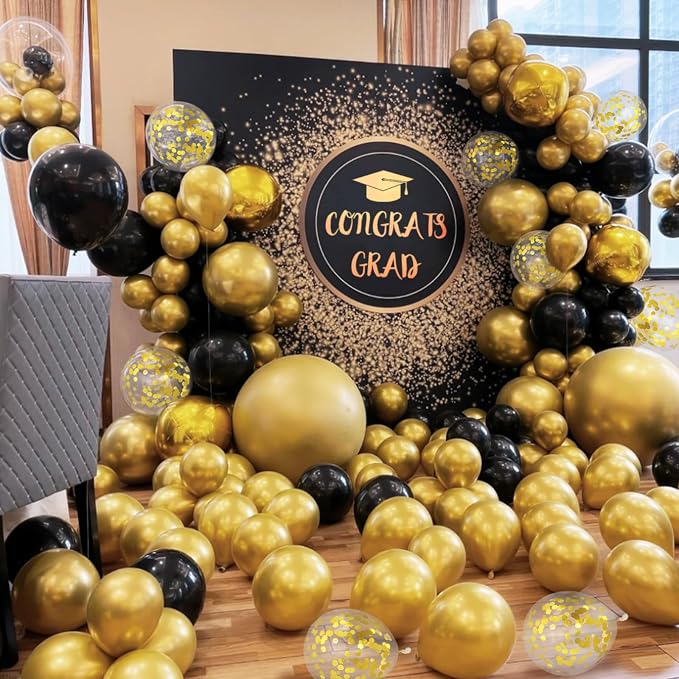 100pcs Black and Gold Balloons 12 Inch Metallic Gold and Black latex Party - Image 5