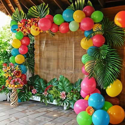 60PCS Tropical Balloons, Hawaiian Balloons, Hot Pink Teal Blue Green Orange - Image 2