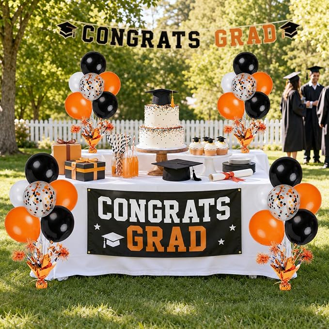 4 Set Halloween Balloons Black Orange Confetti White Balloon Stand Centerpiece - Image 6