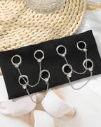 Grommet Headband for Women, Chain Black 20cm Hollow Out Elastic Hair Band, Eyelets Punk Grunge Stylish Hairband