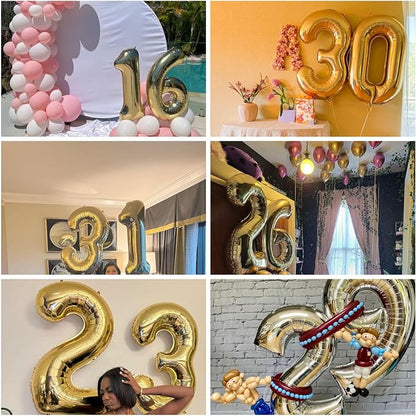 Light Gold Number 45 Foil Balloons 40 Inch White Gold 45 Mylar Balloon | 45th - Image 2