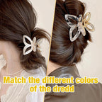 Metal Butterfly Hair Clips for Women -White & Grey Marble Pattern Fashion Decorative Hair Clips, Cute Hair Accessories for Girls, 2 Pack