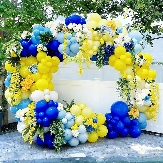 103pcs Blue and Yellow Balloon Garland Arch Kit, 18/12/10/5 Inch White Royal - Image 3
