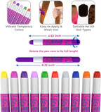 Desire Deluxe - Girls Gifts Hair Chalk 10 Temporary Non-Toxic Easy Washable Hair Dye Colourful Pens