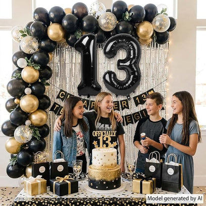 Black Number 13 Balloon 40 Inch, Foil Numeral - Image 7