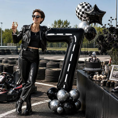 Race Car 40 Inch Black 7 Big Large Helium Balloon Number 0-9 | Track Giant - Image 3