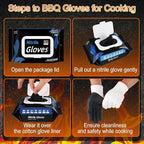 50 Disposable Black Nitrile Gloves, Heat Resistant Gloves for Cooking/BBQ/Cleaning, Powder Latex Frees Meat Food Prep Grilling Smoking Guantes - Large