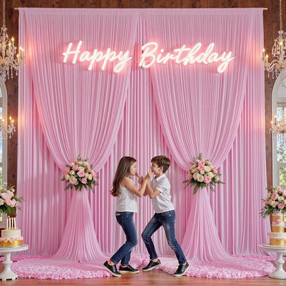 10ft×12ft Wrinkle Free Pink Backdrop Curtain - Image 6