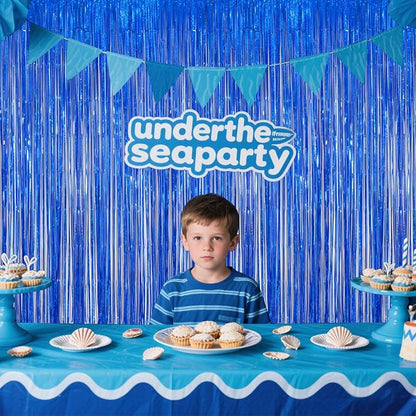Navy Blue Foil Fringe Backdrop for Party Wall Decorations, Streamer Birthday - Image 6