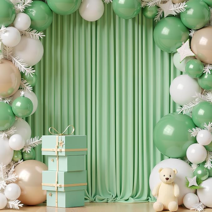 Sage Green Backdrop Curtain Drapes - Image 4