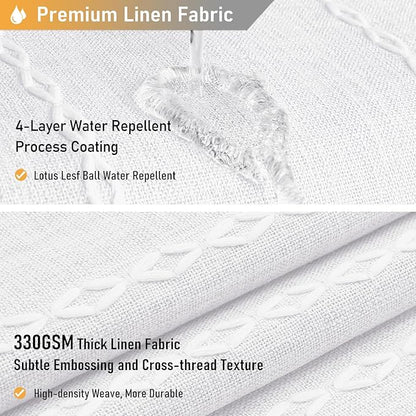 Small Boho Linen Heavy Duty Cloth Shower Curtain Set, 330GSM Linen Blend - Image 4