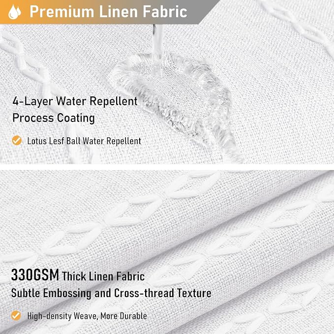 72x96 Extra Long Boho Linen Heavy Duty Cloth Shower Curtain Set, 330GSM Linen - Image 4