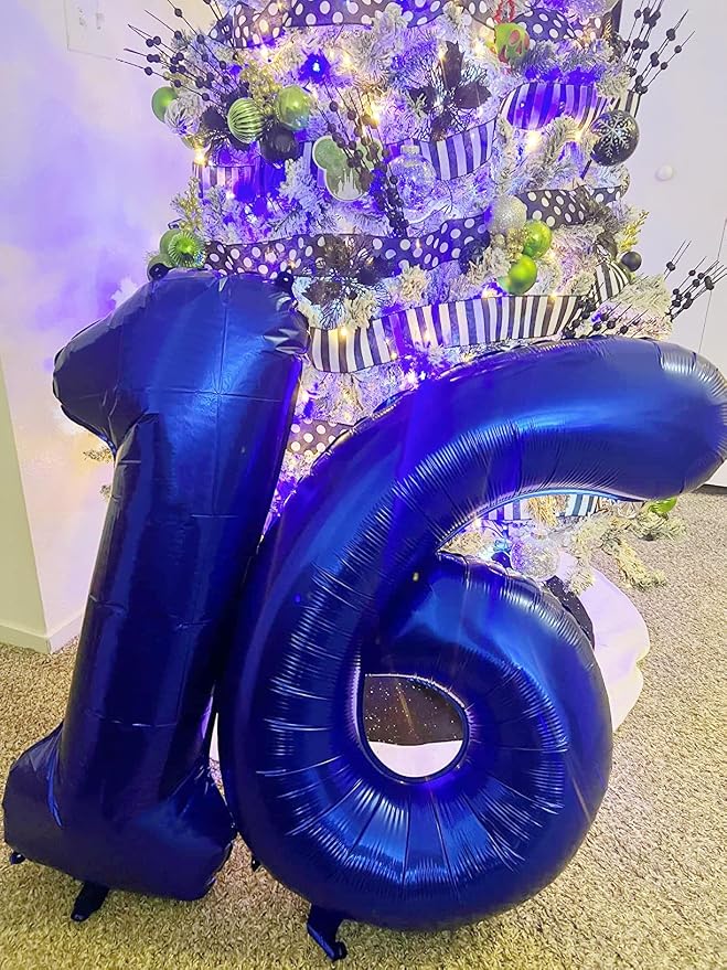7 Balloon Numbers Party Decorations, 40In Dark Blue Balloons - Image 3
