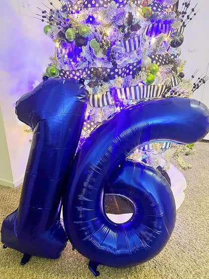 7 Balloon Numbers Party Decorations, 40In Dark Blue Balloons - Image 3