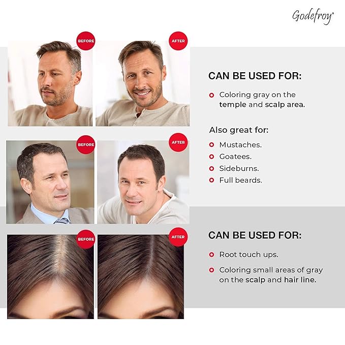 Godefroy Hair Color TK 20 Application and 4 oz Coloring Stain Remover Combo, Complete Coverage of Gray Hair Roots, Salon Quality Results - Natural Black