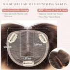 Hairro 100% Human Hair Topper No Bangs, Real Clip in Hair Hairpieces for Women, 3.94x4.72" Silk Base for Thinning Receding High Hairline, 12 Inch Natural Black to Blonde Middle Part