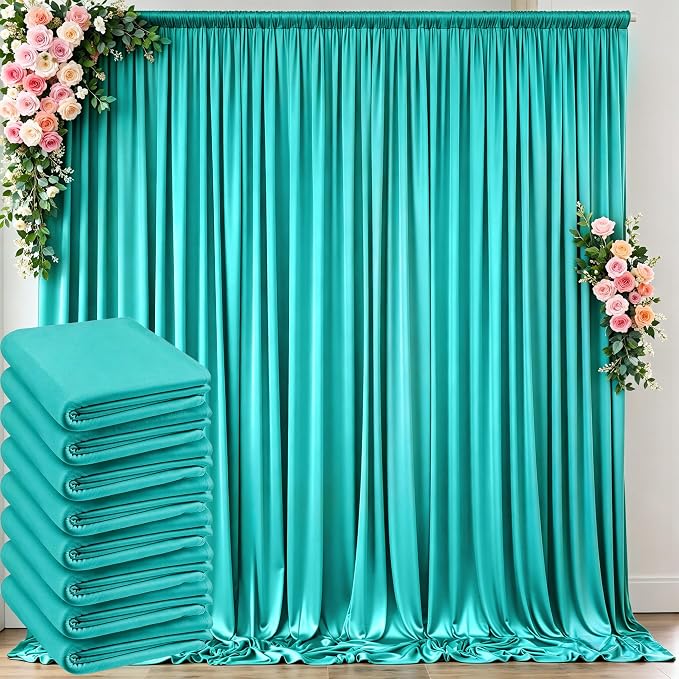 10 ft x 40 ft WWrinkle Free Turquoise Backdrop Curtain by Outpain