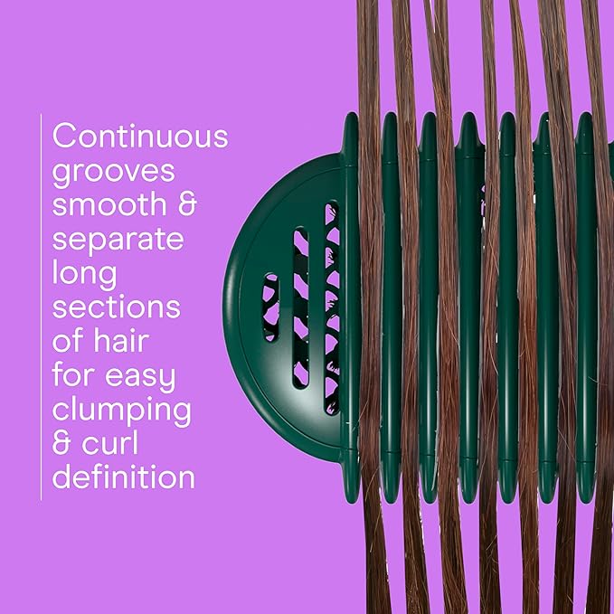 Conair Curl Define Pro Hair Brush for Curly Hairbrush with Sectioning Clips, Dual-Vent Design with Continuous Grooves, Mixed Bristles for Frizz-Free Detangling, Smoothing, and Curl Definition
