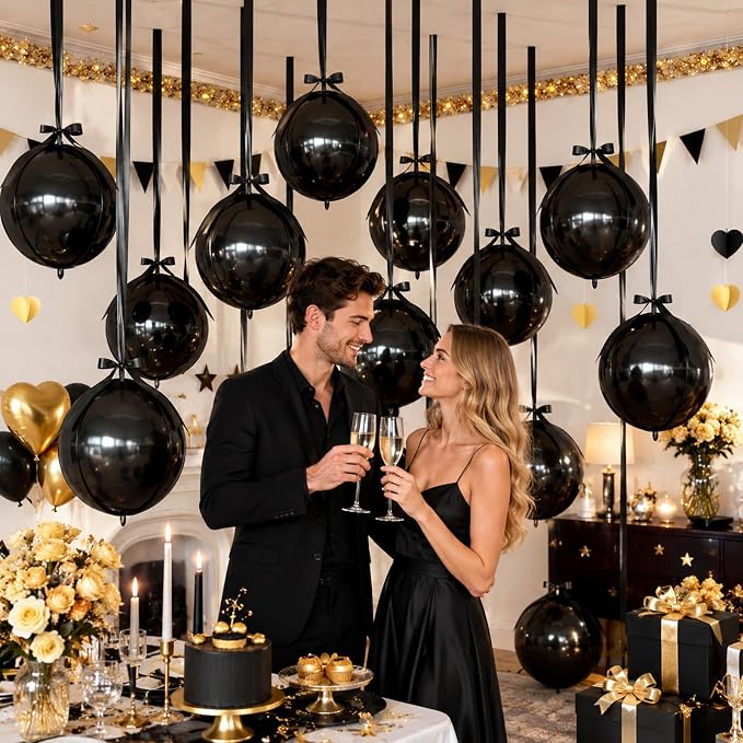 Black Round Foil Balloons - Image 6