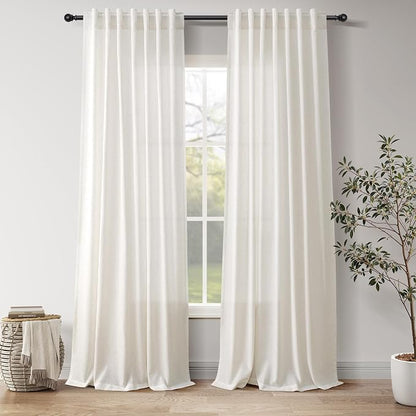 Natural Linen Curtains 108 Inches Long by Nanspring