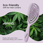 AIMIKE Hemp-Relax Detangler Hair Brush, Eco-Friendly Detangling Brush for Wavy Straight Hair, Vented Hairbrush w/Soft Bristles, Glide Through Tangles with Ease for Women, Kids, Wet & Dry Hair