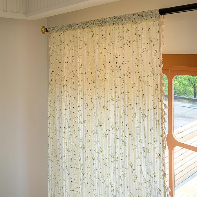 ENJOYBRIDAL Daisy 63 Inch Curtains 2 Panel Sets Semi Sheer Drapes Short Crochet - Image 2