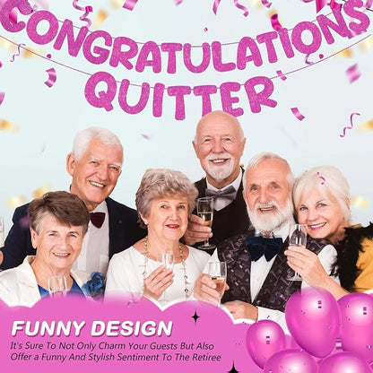 Fulmoon Pre Strung Congratulations Quitter Glitter Banner Funny Retirement - Image 6