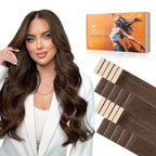 DOORES Invisi Edge Hair Extensions, Chocolate Brown 10 Injection + 10 Classic Tape-ins, 50g 20 Inch, Injection Tape in Extensions, Virgin Human Hair, Thick Ends