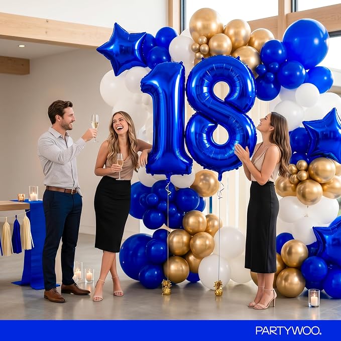 PartyWoo Number Balloons 40 Inch Blue Number 8 Kit - Image 4