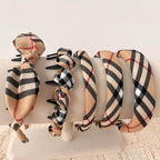 LONEEDY 5PCS Plaid Padded Headband for Women Teen Girls,Vintage Cotton Bow Headbands with Teeth Comb, Zig Zag Hairbands