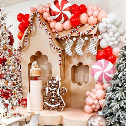 Red and Pink Christmas Balloons Kit, 12Inch Light Pink and White Red Balloons - Image 6