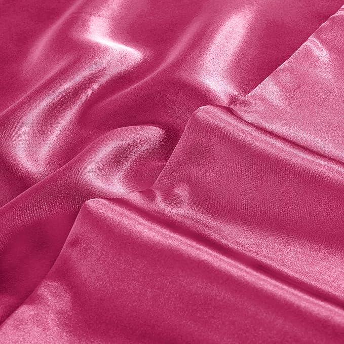 Aormenzy Satin Pillow Cases for Women Queen Size Set of 2, Hot Pink Satin Pillowcase for Hair with Envelope Closure Silky Pillow Covers Wrinkle, Fade Resistant (20x30 Inches)