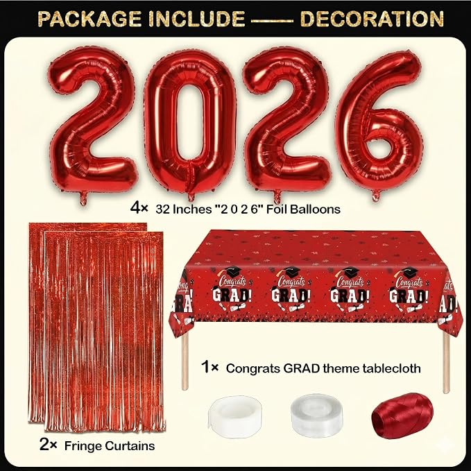 Black and Red Graduation Decorations Class of 2026 - Image 6
