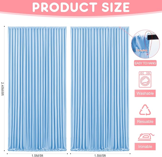 Asee'm Blue Backdrop Curtains Drapes - Image 2