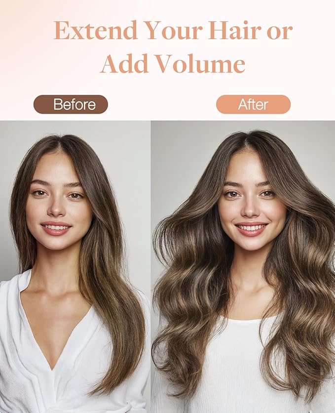GOO GOO Invisi Edge Tape in Hair Extensions Human Hair, 4/27/4 Balayage Chocolate Brown to Caramel Blonde 20pcs 18inch 50g, Virgin Remy Hair, Seamless Injected Tape, Natural Look