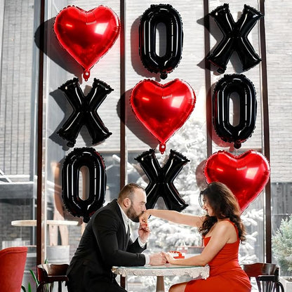 XOXO Balloons, 18 Inch Red Heart Foil Balloons, 16Inch Black Valentine Letters - Image 4