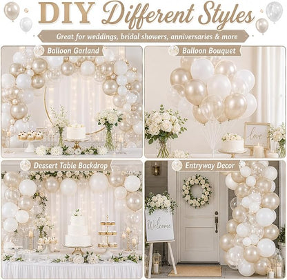 Pearl White Balloons, Elegant Neutral Boho Nude Bridal Shower Baby Birthday - Image 6